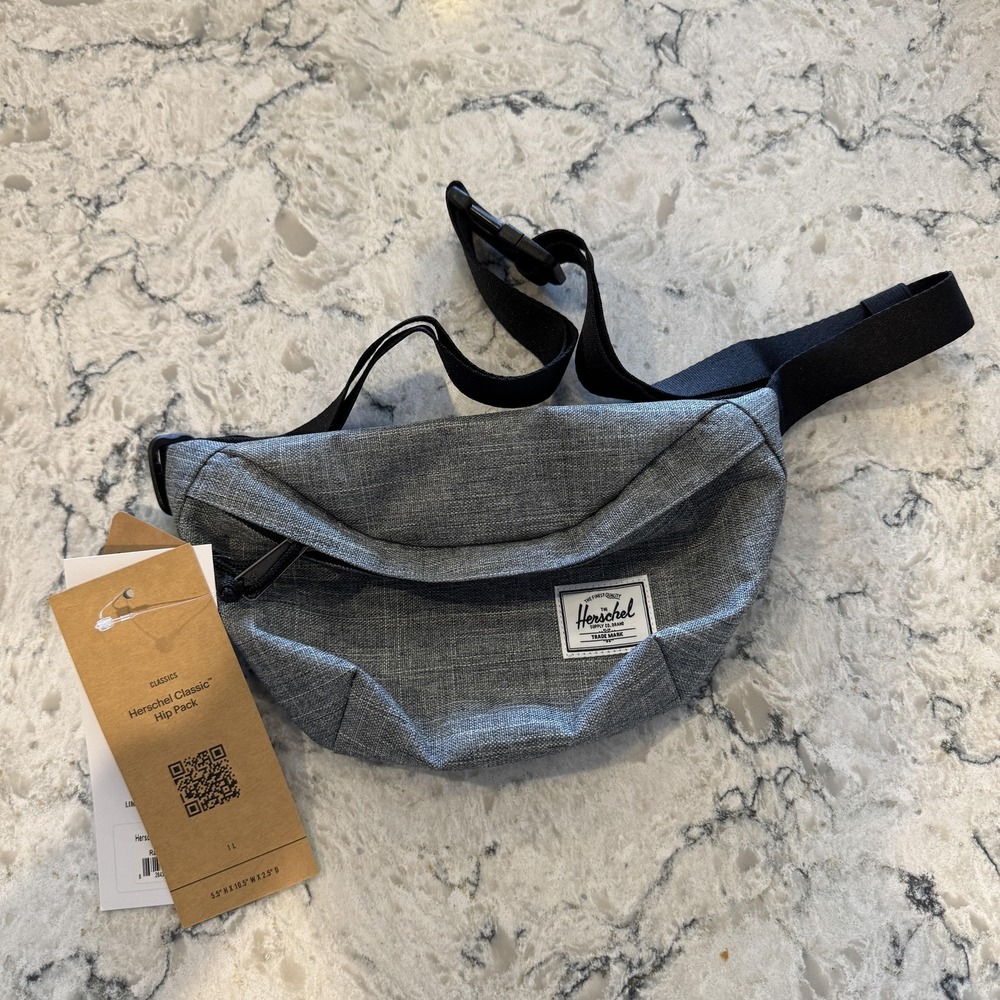 Herschel Classic Hip Pack 1L Raven Crosshatch Gray Waist Bag Fanny Travel Pouch